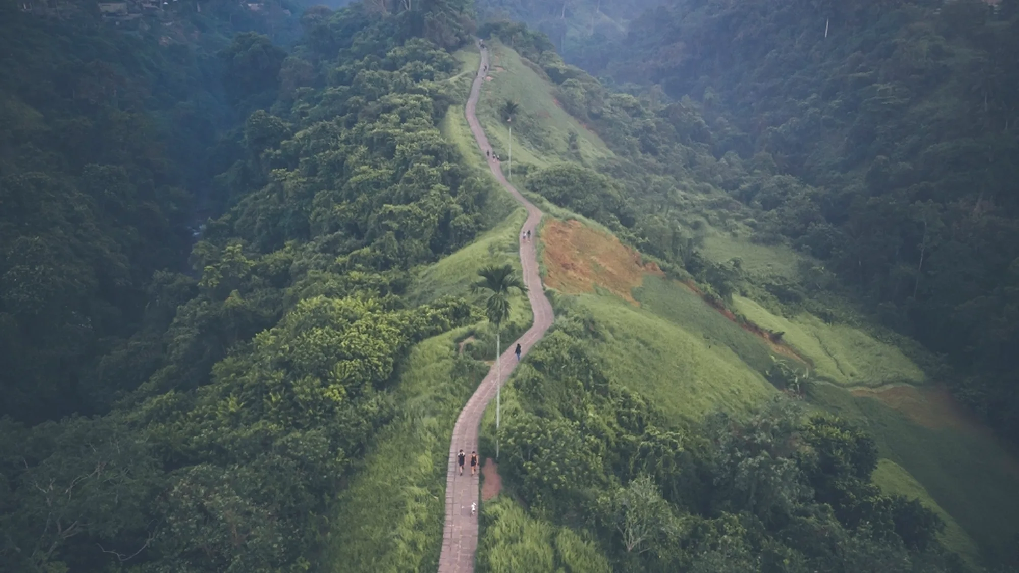 Vista aérea de montañas y paisaje verde del territorio